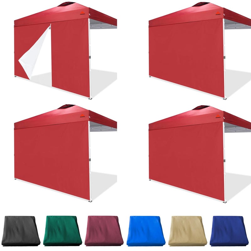JANCANOPY SideWalls for 10x10 Pop up Canopy Frame, 3 Pack Red SunWall and 1Pack Door Only, Red (with Zippers) - Image 1